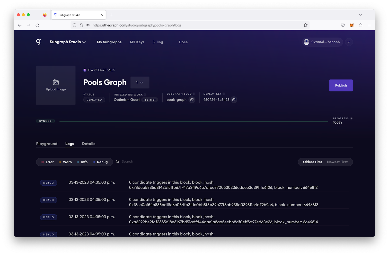 Subgraph logs