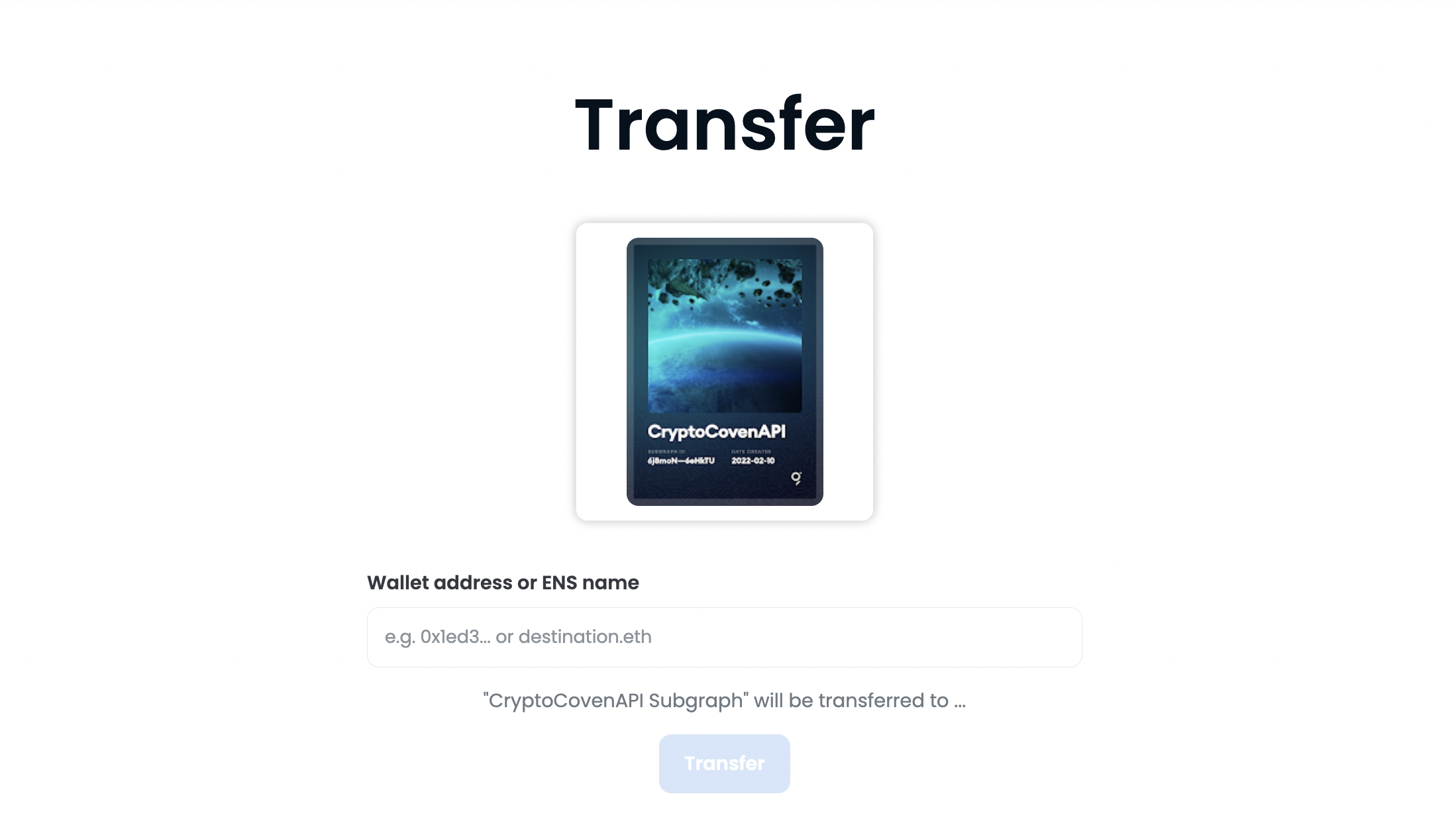 Subgraph Ownership Transfer from NFT marketplace